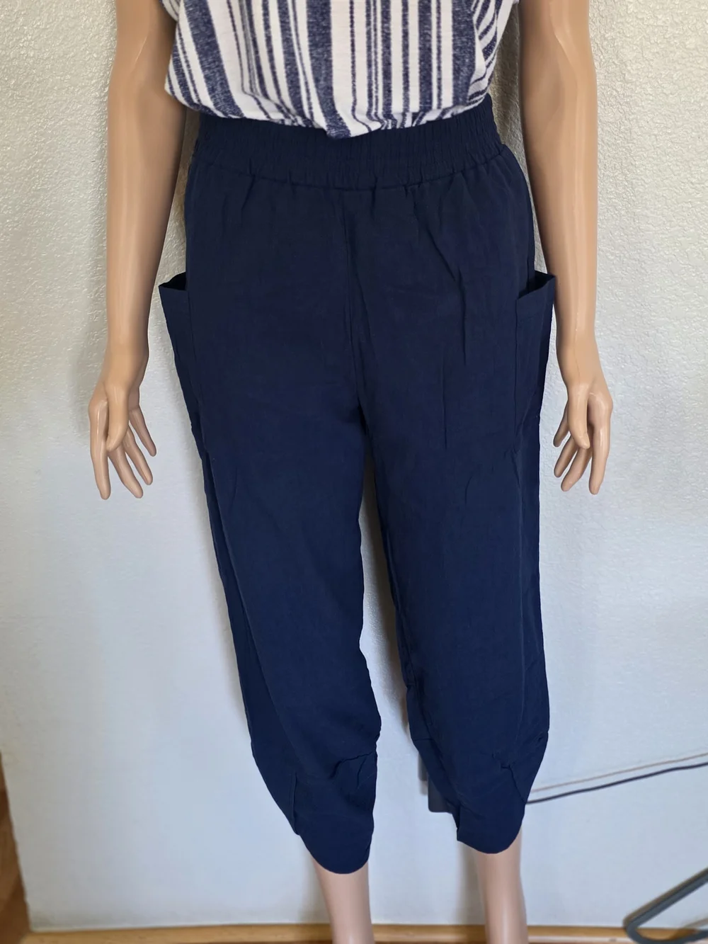 Navy Elastic-Waist Men’s Pants